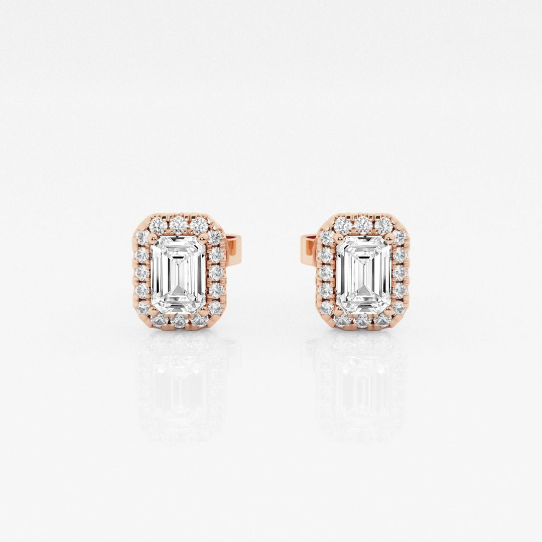 Emerald FG - VS2 Lab - Grown Diamond Halo Stud Earrings For Women - Doozy Diamonds