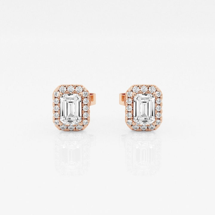 Emerald FG - VS2 Lab - Grown Diamond Halo Stud Earrings For Women - Doozy Diamonds