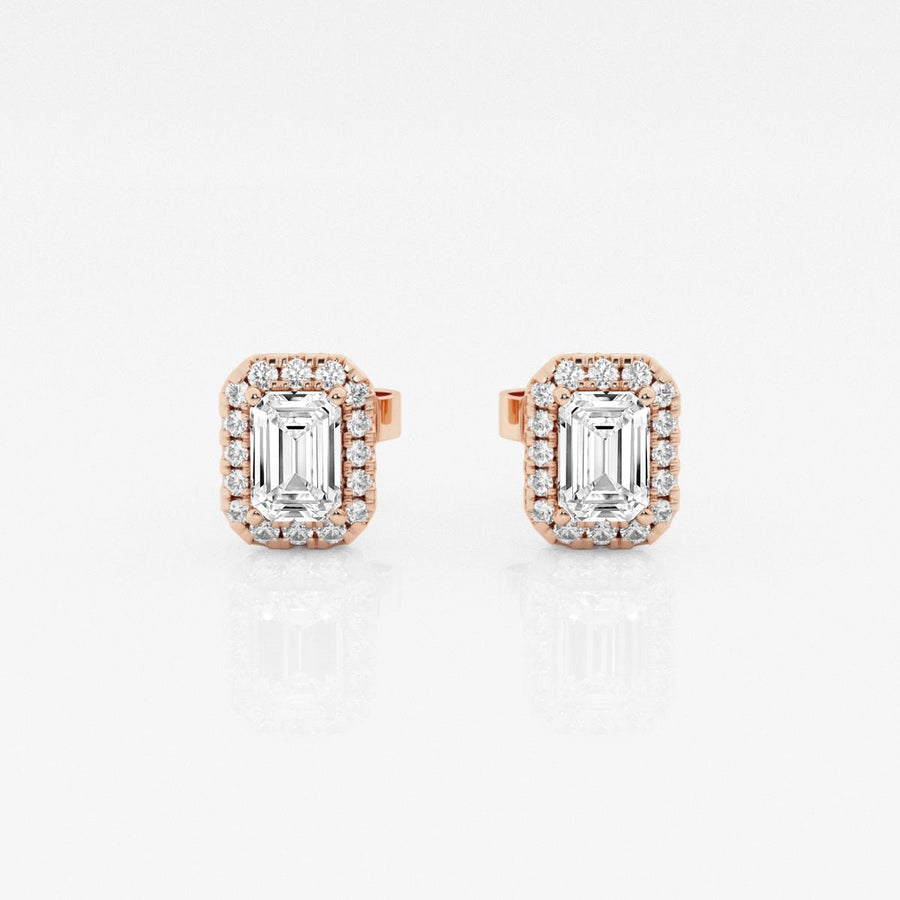 Emerald FG - VS2 Lab - Grown Diamond Halo Stud Earrings For Women - Doozy Diamonds