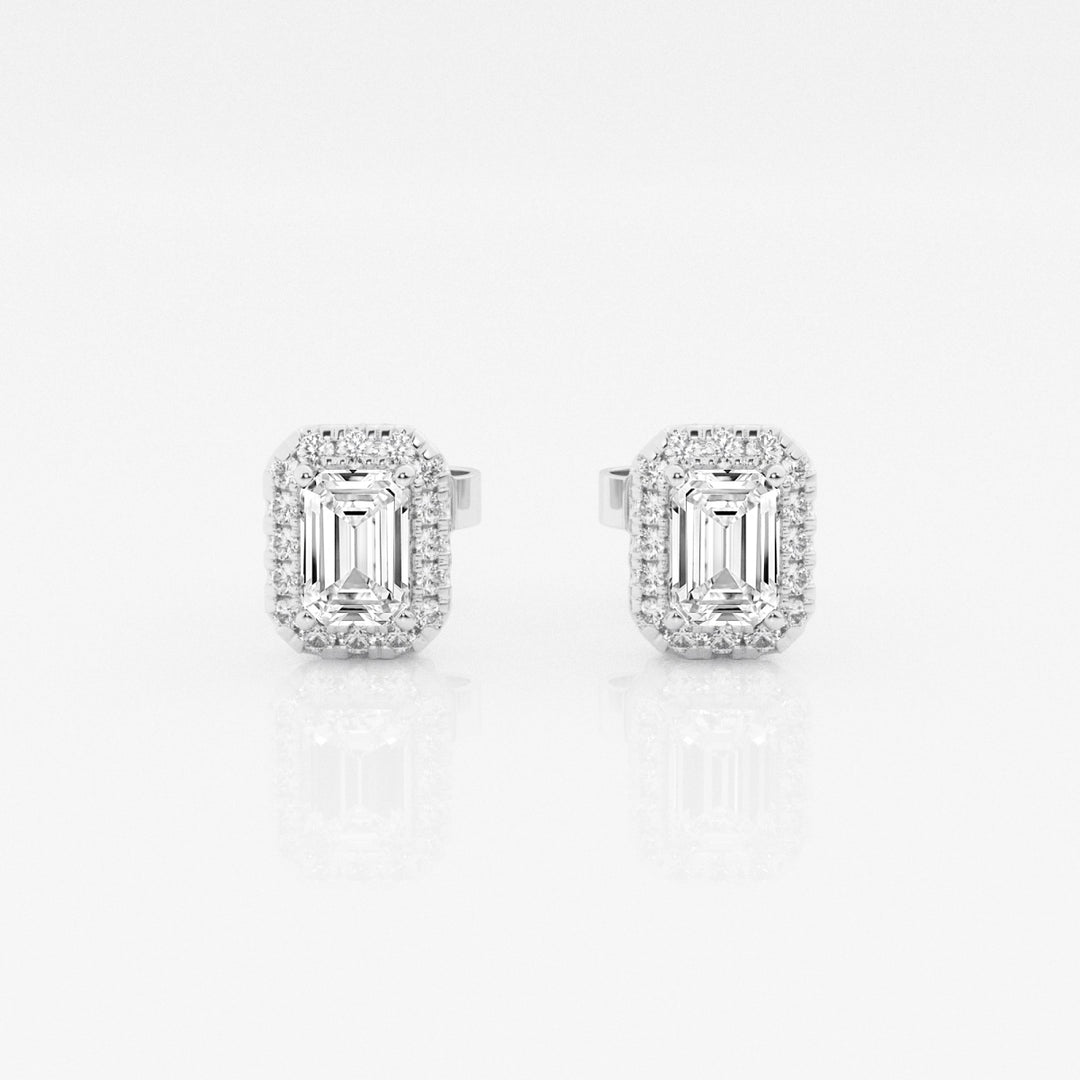 Emerald FG - VS2 Lab - Grown Diamond Halo Stud Earrings For Women - Doozy Diamonds