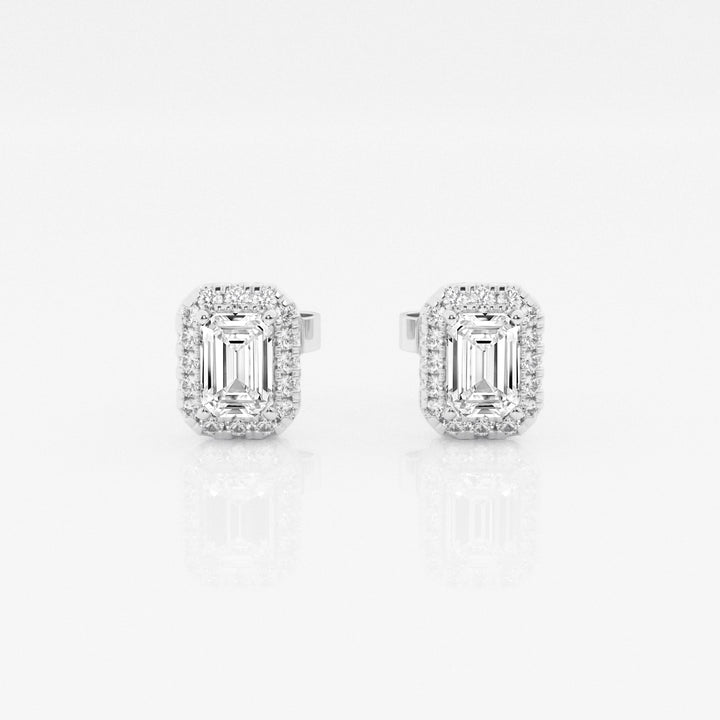 Emerald FG - VS2 Lab - Grown Diamond Halo Stud Earrings For Women - Doozy Diamonds
