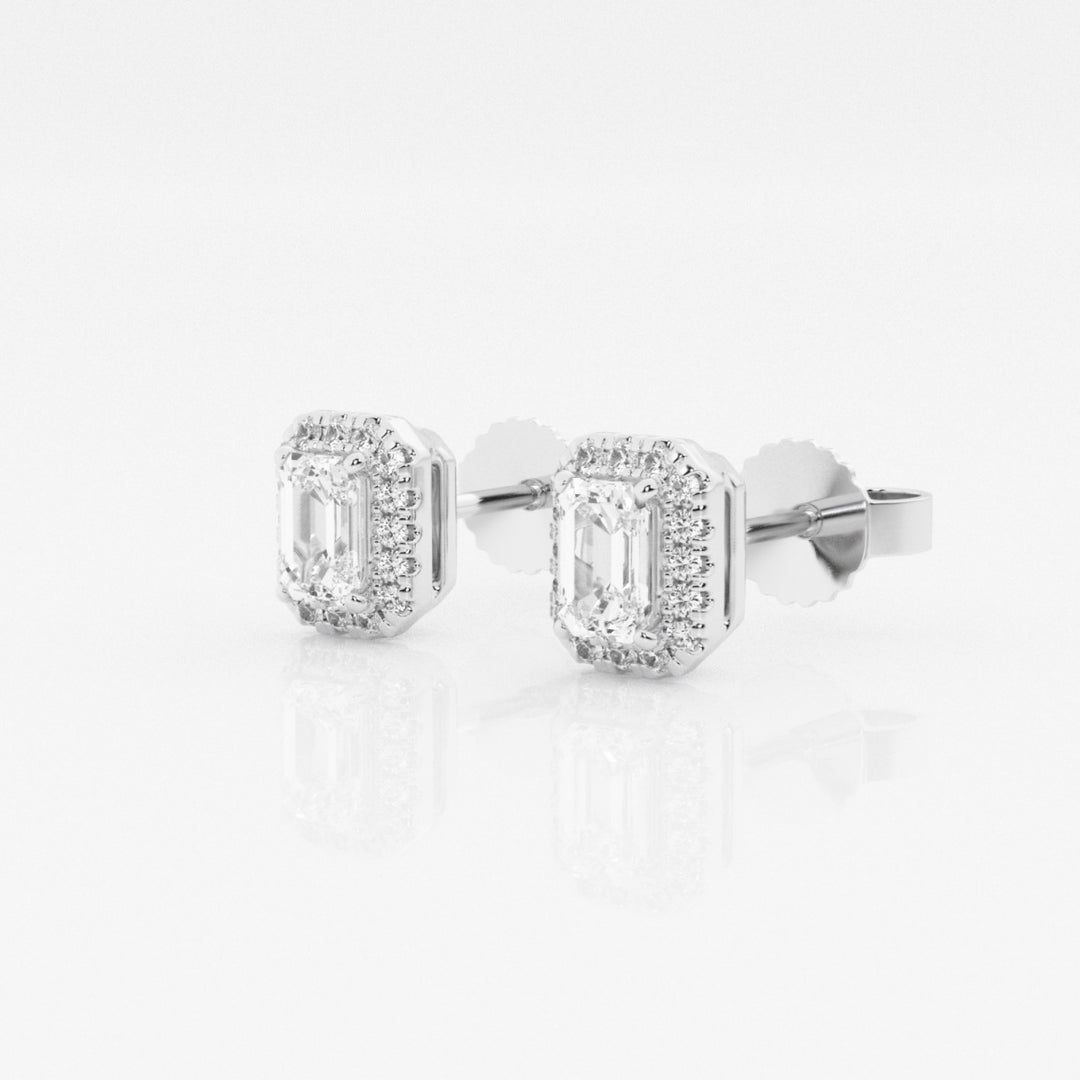 Emerald FG - VS2 Lab - Grown Diamond Halo Stud Earrings For Women - Doozy Diamonds