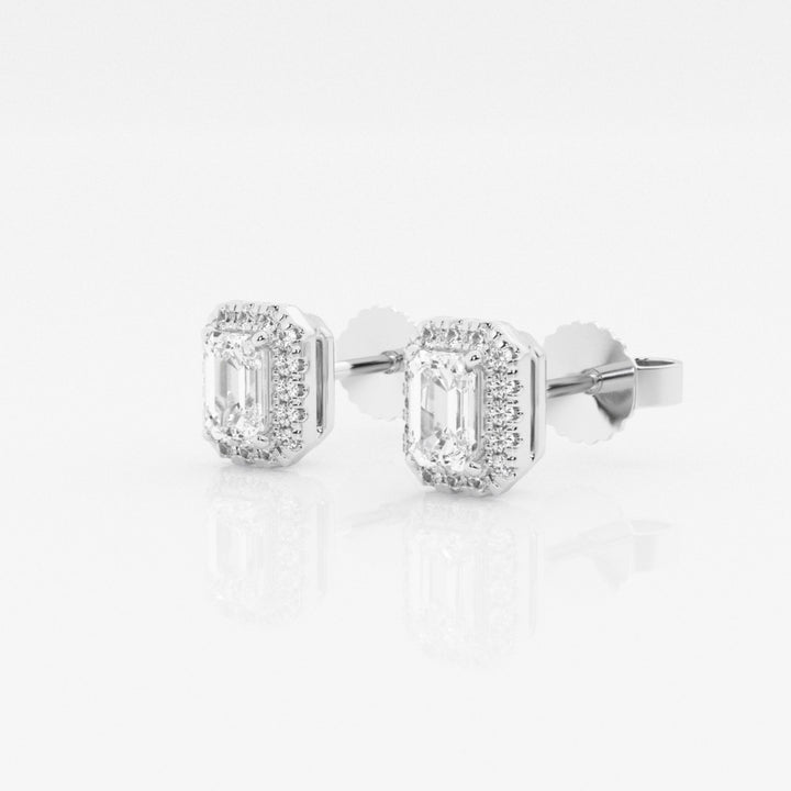 Emerald FG - VS2 Lab - Grown Diamond Halo Stud Earrings For Women - Doozy Diamonds