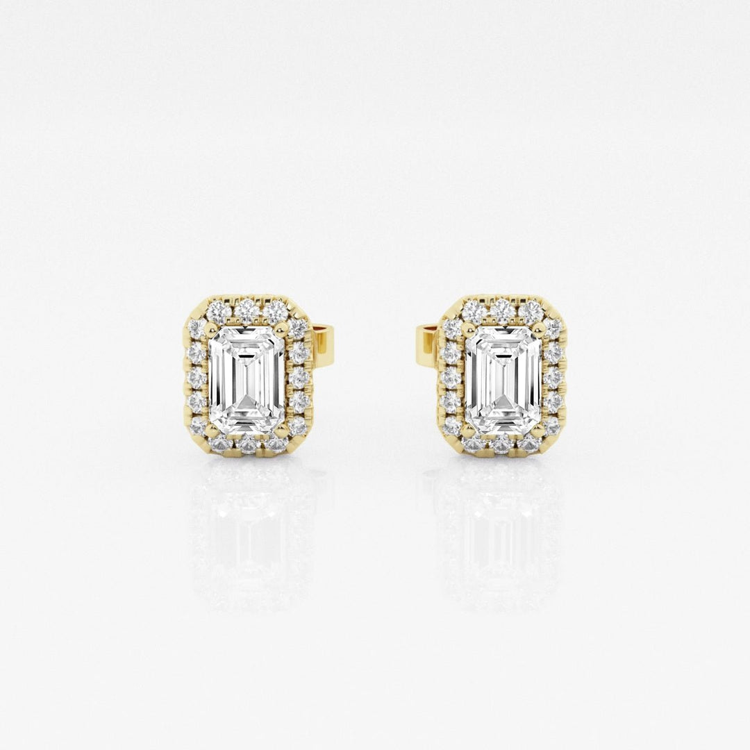 Emerald FG - VS2 Lab - Grown Diamond Halo Stud Earrings For Women - Doozy Diamonds