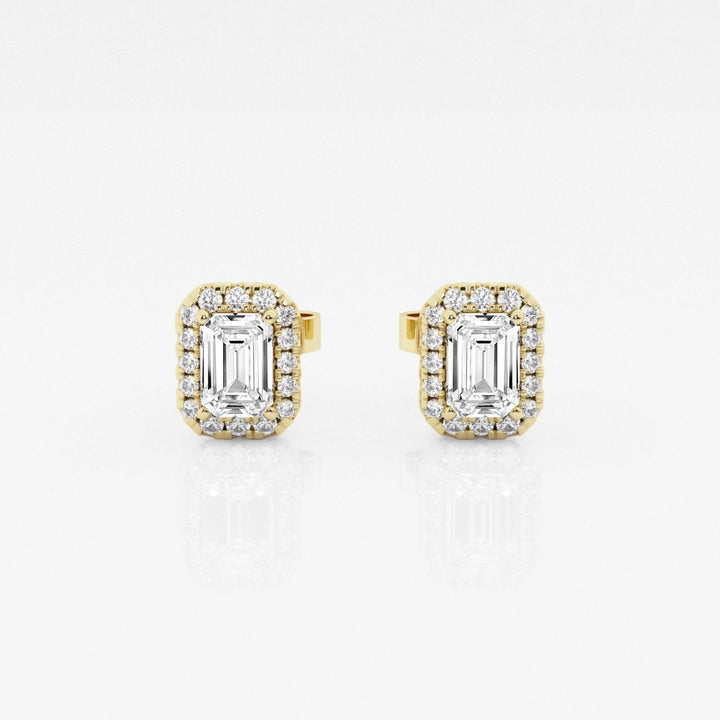 Emerald FG - VS2 Lab - Grown Diamond Halo Stud Earrings For Women - Doozy Diamonds