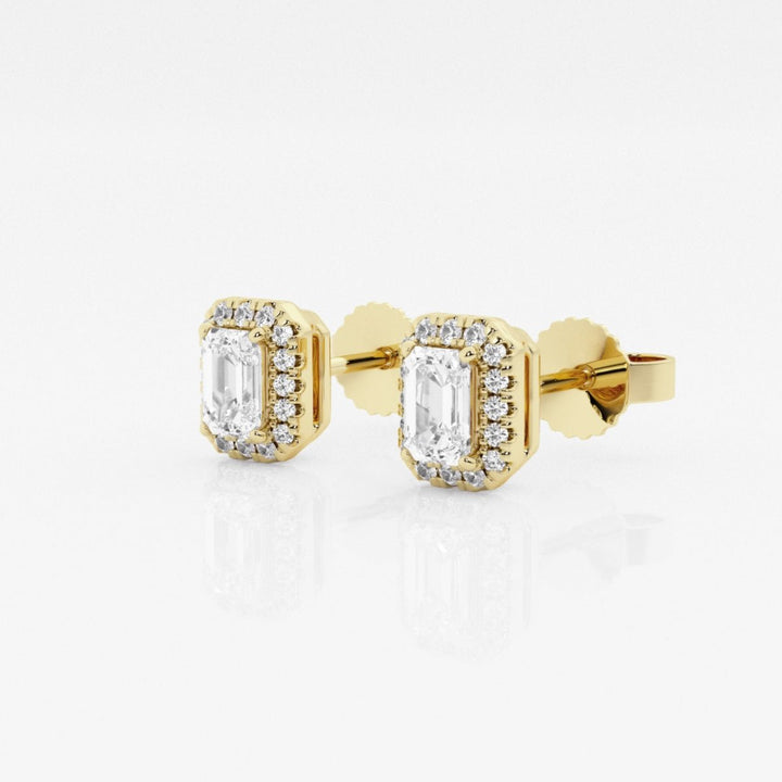 Emerald FG - VS2 Lab - Grown Diamond Halo Stud Earrings For Women - Doozy Diamonds