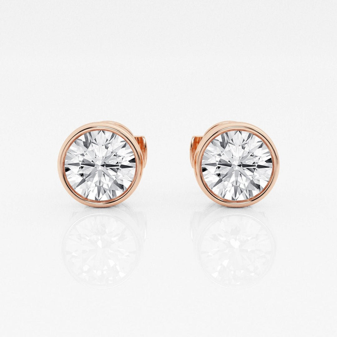Round FG - VS2 Lab - Grown Diamond Bezel Set Stud Earrings - Doozy Diamonds
