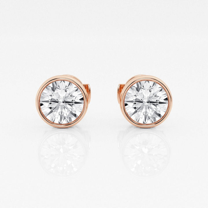 Round FG - VS2 Lab - Grown Diamond Bezel Set Stud Earrings - Doozy Diamonds