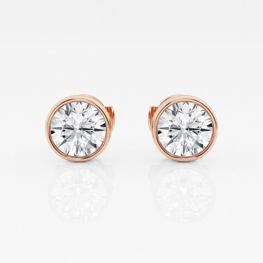Round FG - VS2 Lab - Grown Diamond Bezel Set Stud Earrings - Doozy Diamonds