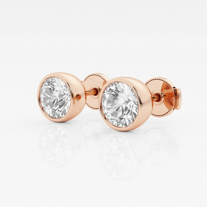 Round FG - VS2 Lab - Grown Diamond Bezel Set Stud Earrings - Doozy Diamonds