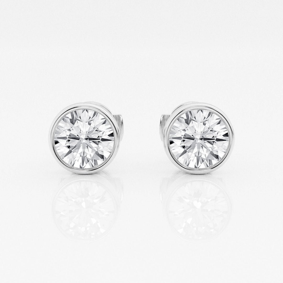 Round FG - VS2 Lab - Grown Diamond Bezel Set Stud Earrings - Doozy Diamonds