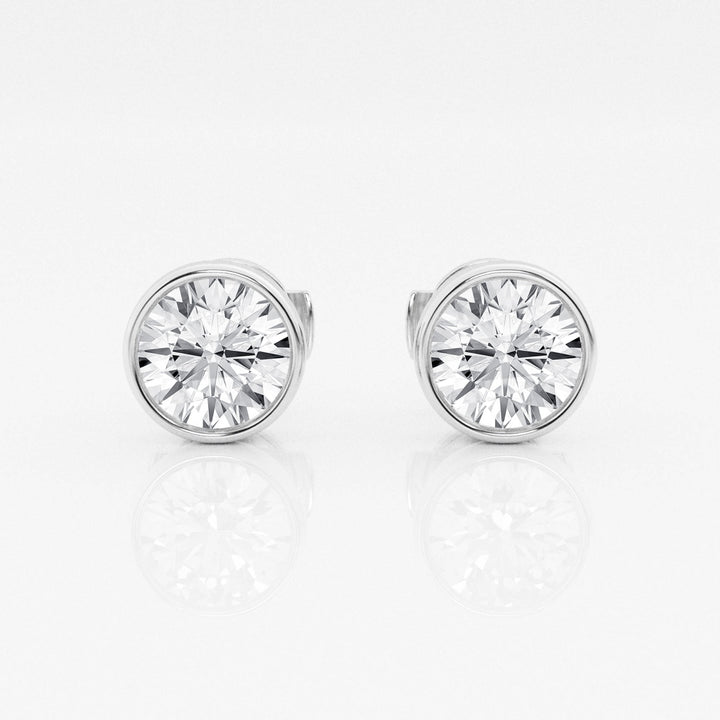 Round FG - VS2 Lab - Grown Diamond Bezel Set Stud Earrings - Doozy Diamonds