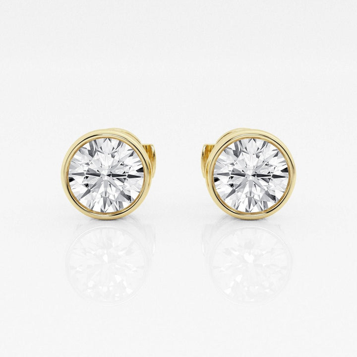 Round FG - VS2 Lab - Grown Diamond Bezel Set Stud Earrings - Doozy Diamonds