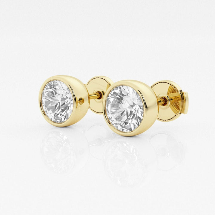 Round FG - VS2 Lab - Grown Diamond Bezel Set Stud Earrings - Doozy Diamonds