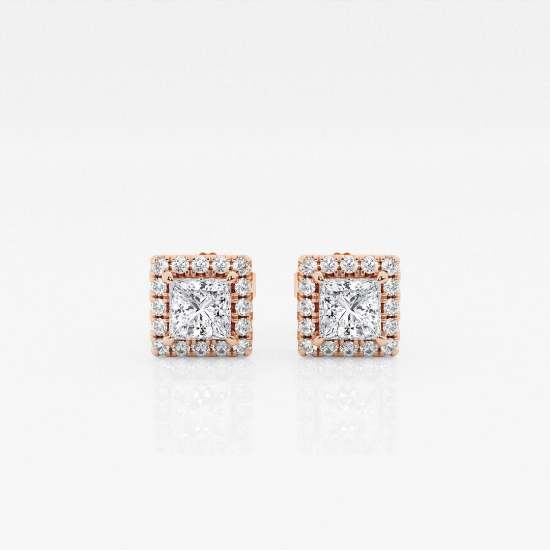 Princess FG - VS2 Lab - Grown Diamond Halo Set Stud Earrings - Doozy Diamonds