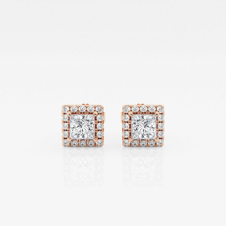 Princess FG - VS2 Lab - Grown Diamond Halo Set Stud Earrings - Doozy Diamonds