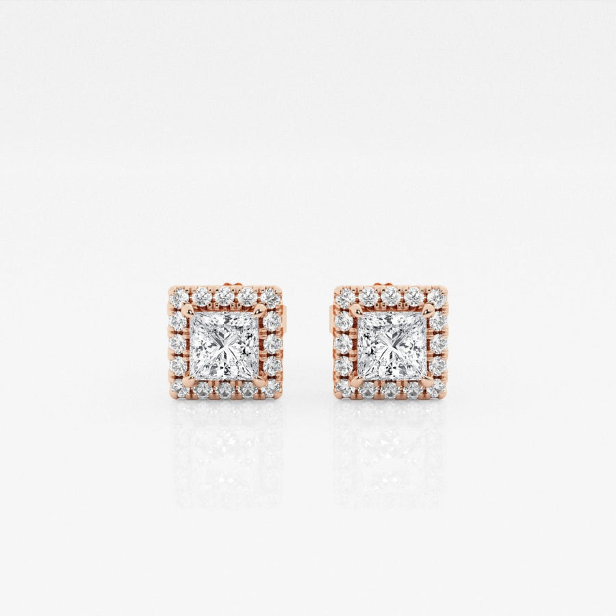Princess FG - VS2 Lab - Grown Diamond Halo Set Stud Earrings - Doozy Diamonds