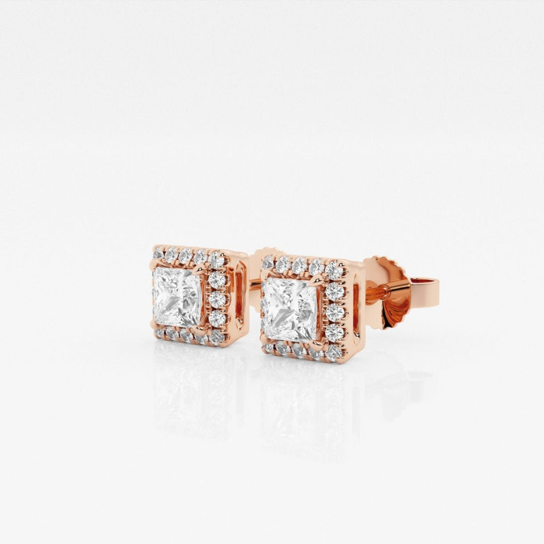 Princess FG - VS2 Lab - Grown Diamond Halo Set Stud Earrings - Doozy Diamonds