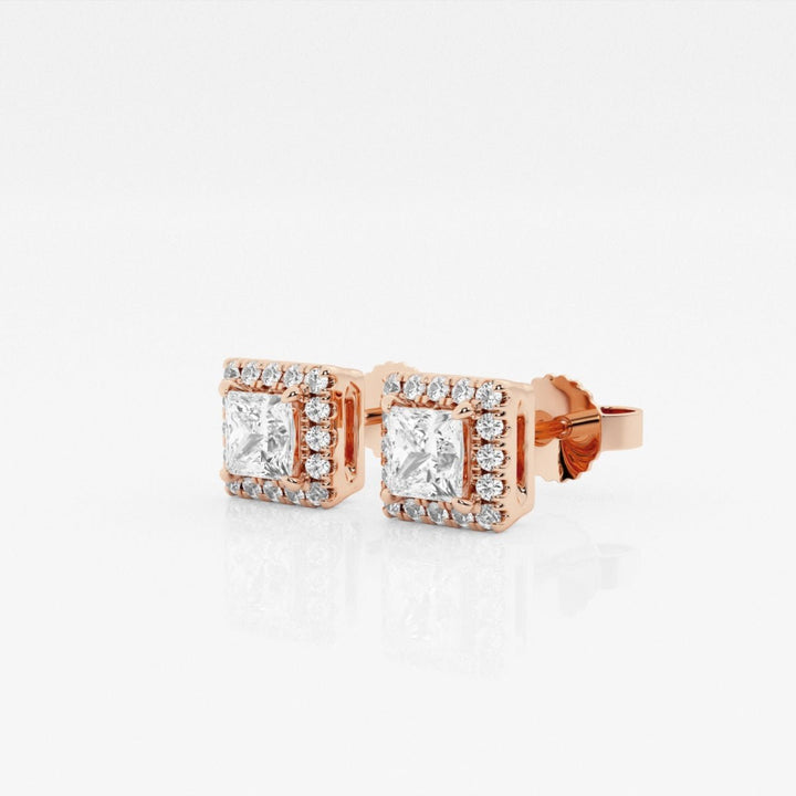 Princess FG - VS2 Lab - Grown Diamond Halo Set Stud Earrings - Doozy Diamonds