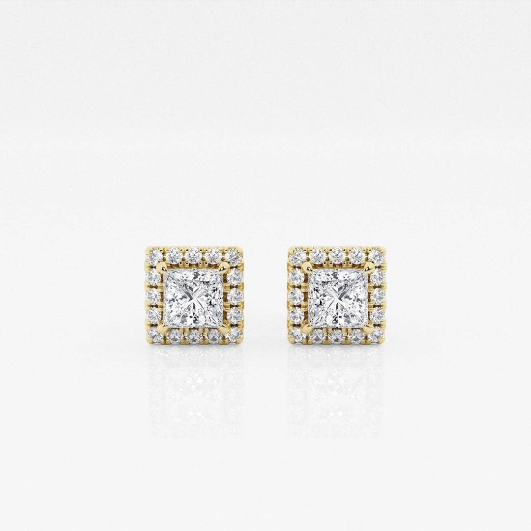 Princess FG - VS2 Lab - Grown Diamond Halo Set Stud Earrings - Doozy Diamonds