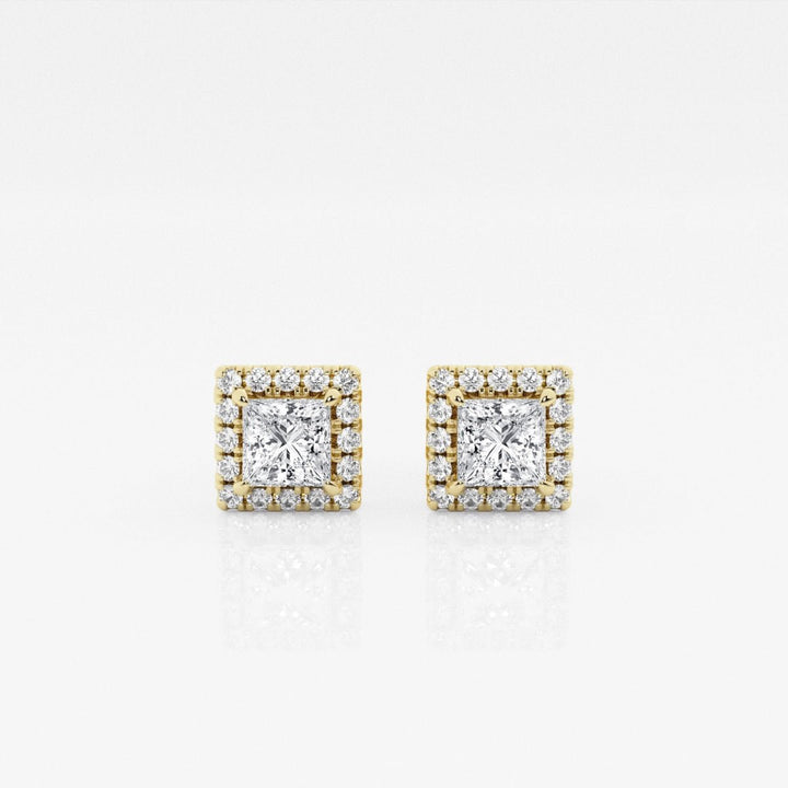 Princess FG - VS2 Lab - Grown Diamond Halo Set Stud Earrings - Doozy Diamonds