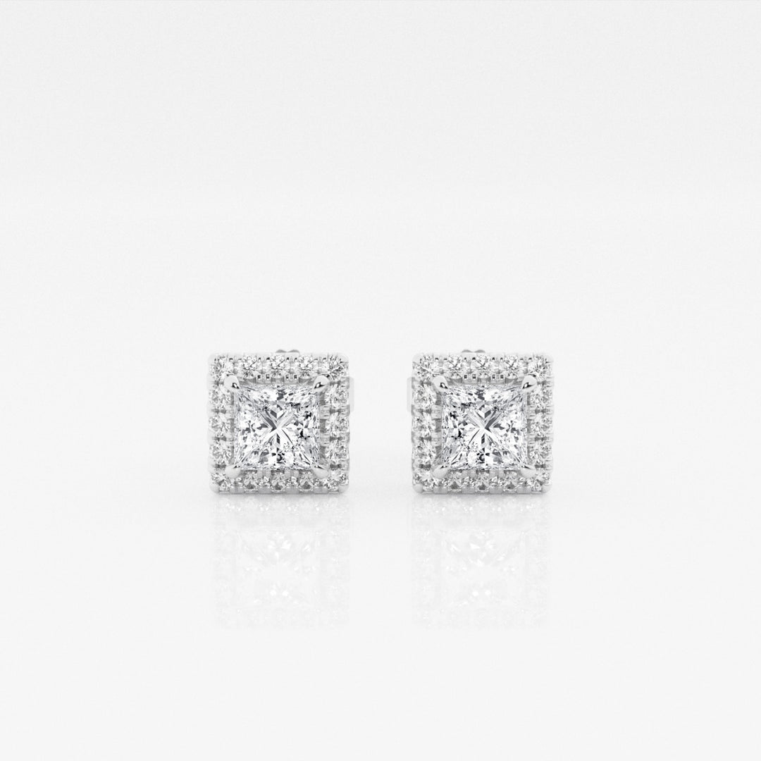 Princess FG - VS2 Lab - Grown Diamond Halo Set Stud Earrings - Doozy Diamonds
