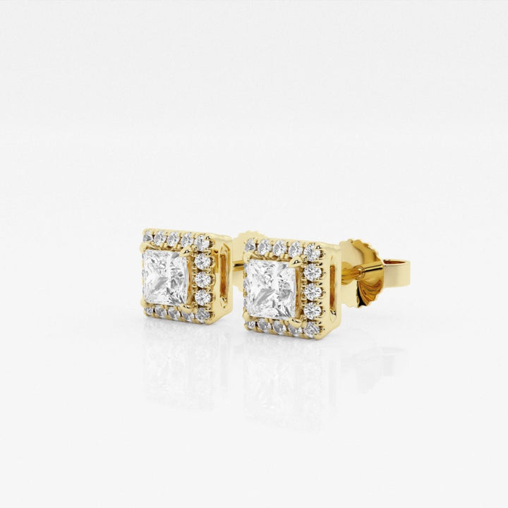 Princess FG - VS2 Lab - Grown Diamond Halo Set Stud Earrings - Doozy Diamonds
