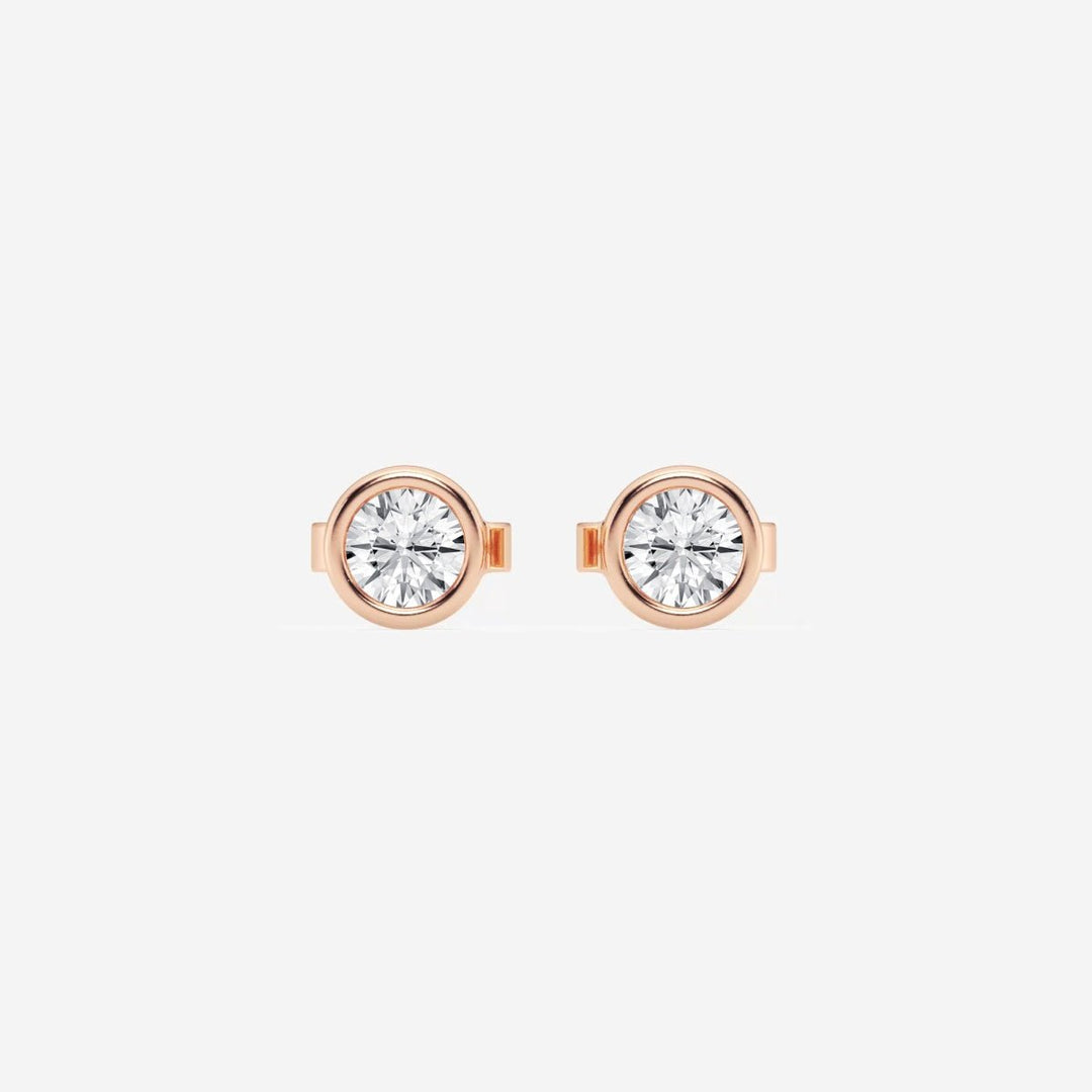 Round FG - VS2 Lab - Grown Diamond Bezel Set Stud Earrings - Doozy Diamonds
