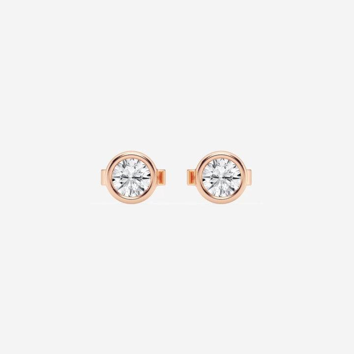Round FG - VS2 Lab - Grown Diamond Bezel Set Stud Earrings - Doozy Diamonds