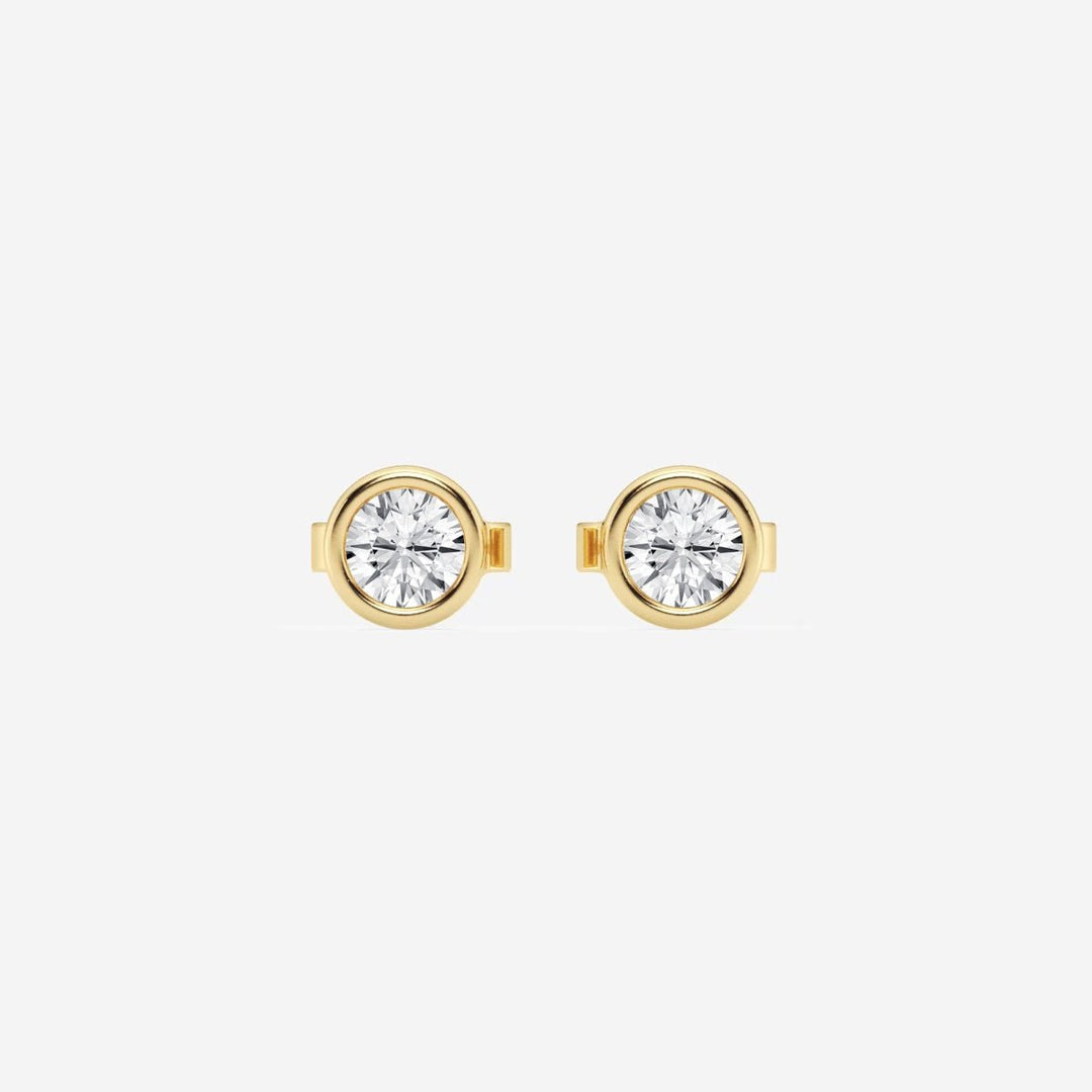 Round FG - VS2 Lab - Grown Diamond Bezel Set Stud Earrings - Doozy Diamonds