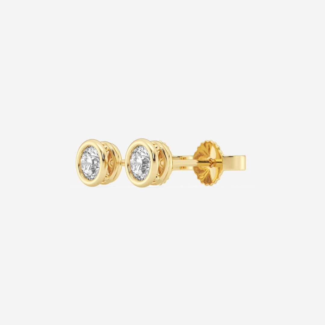 Round FG - VS2 Lab - Grown Diamond Bezel Set Stud Earrings - Doozy Diamonds