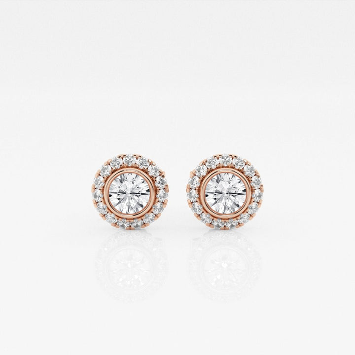 Round FG - VS2 Lab - Grown Diamond Halo Stud Earrings - Doozy Diamonds