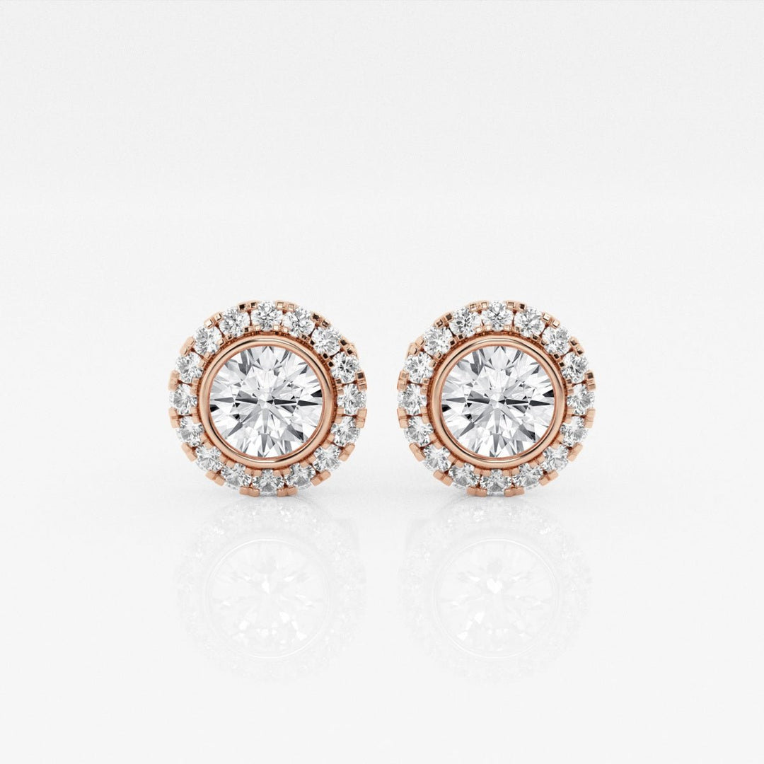 Round Cut FG - VS2 Lab - Grown Diamond Halo Set Stud Earrings - Doozy Diamonds