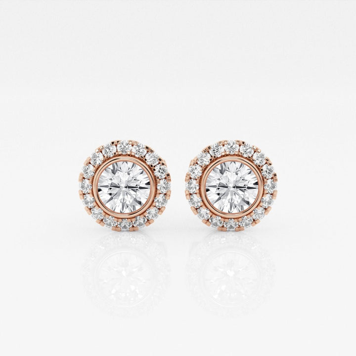 Round Cut FG - VS2 Lab - Grown Diamond Halo Set Stud Earrings - Doozy Diamonds