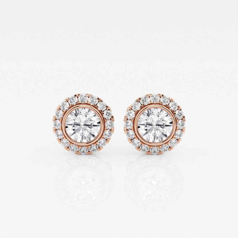 Round Cut FG - VS2 Lab - Grown Diamond Halo Set Stud Earrings - Doozy Diamonds