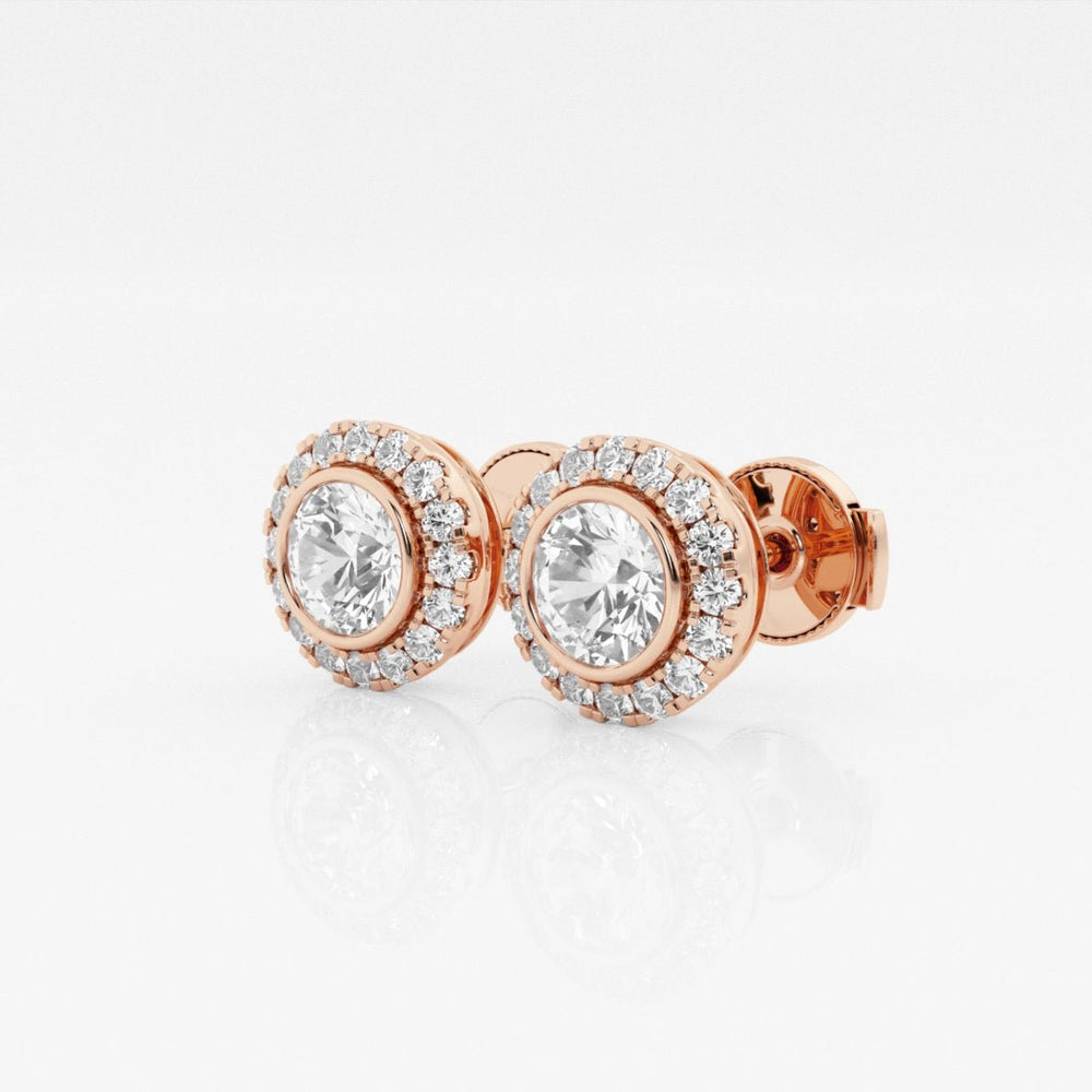Round Cut FG - VS2 Lab - Grown Diamond Halo Set Stud Earrings - Doozy Diamonds