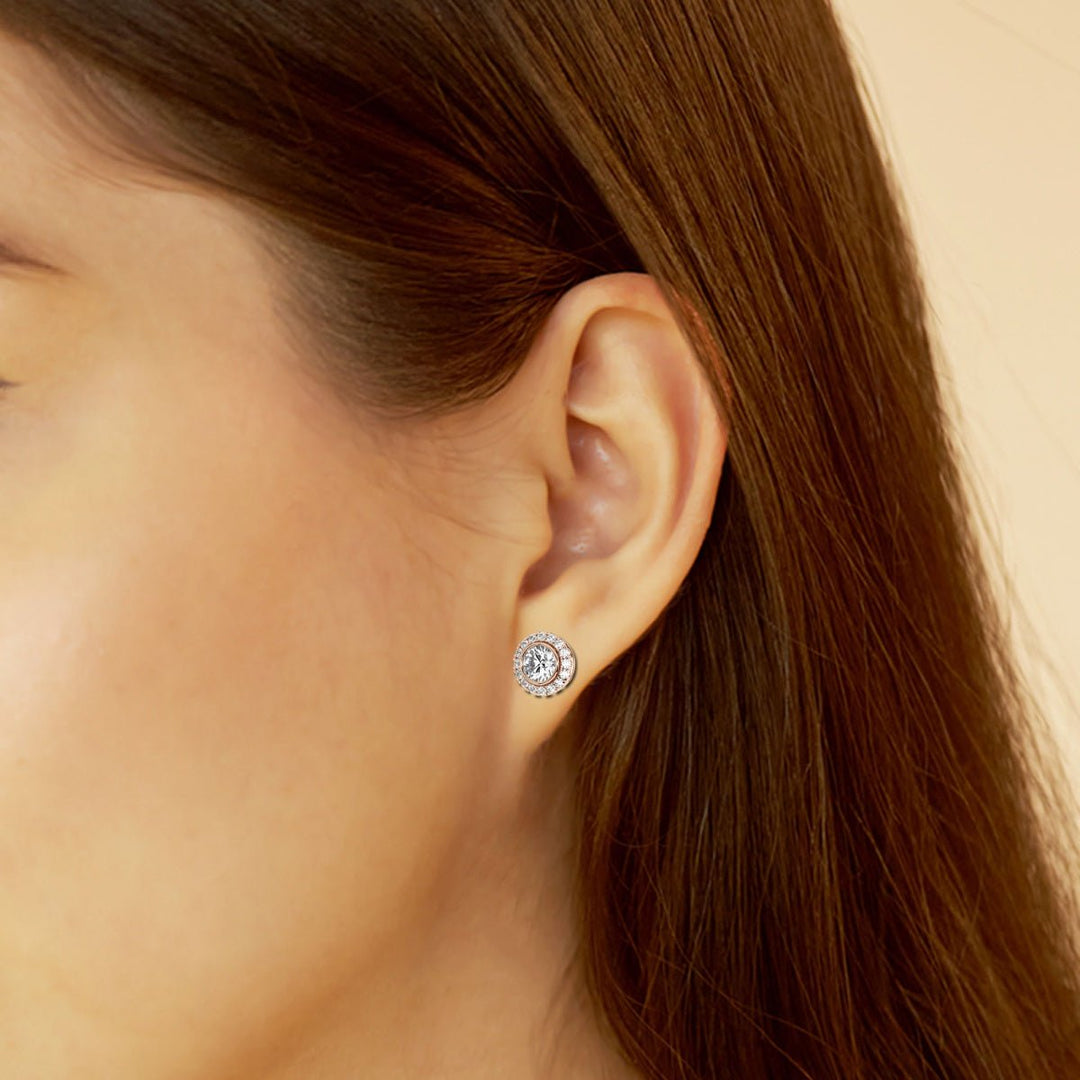 Round Cut FG - VS2 Lab - Grown Diamond Halo Set Stud Earrings - Doozy Diamonds