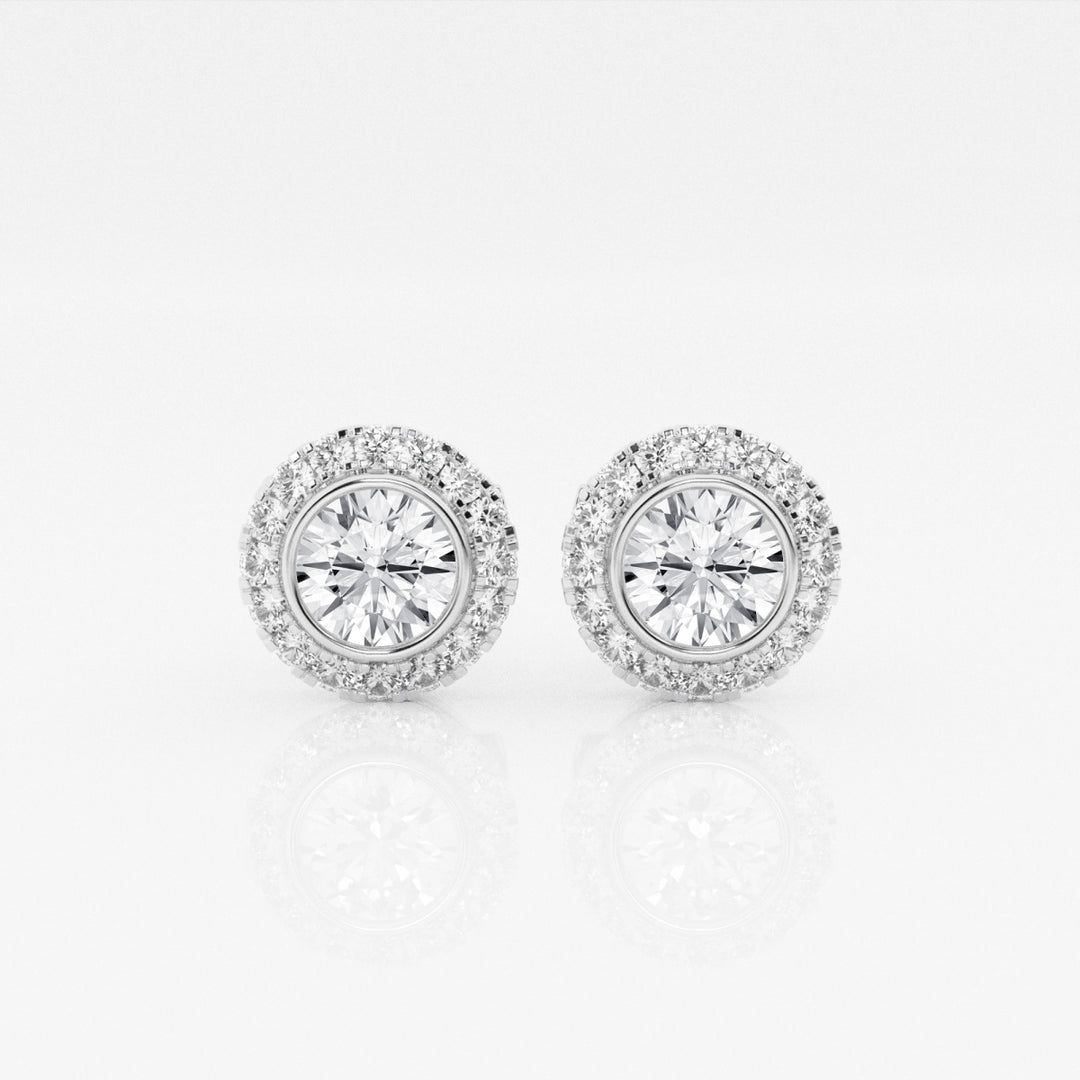 Round Cut FG - VS2 Lab - Grown Diamond Halo Set Stud Earrings - Doozy Diamonds