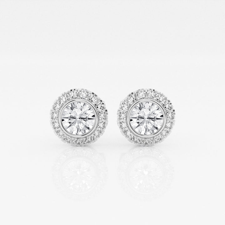 Round Cut FG - VS2 Lab - Grown Diamond Halo Set Stud Earrings - Doozy Diamonds