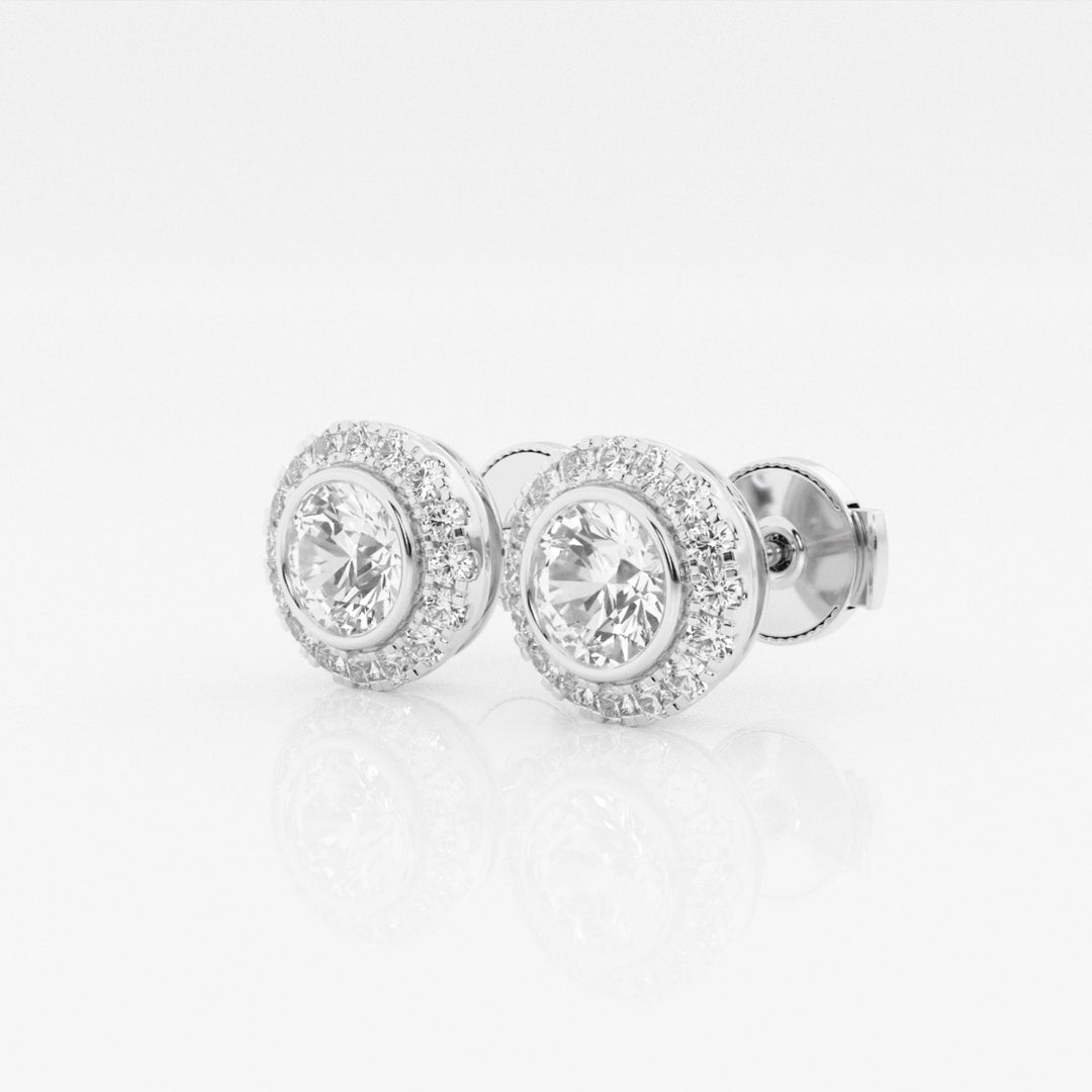 Round Cut FG - VS2 Lab - Grown Diamond Halo Set Stud Earrings - Doozy Diamonds