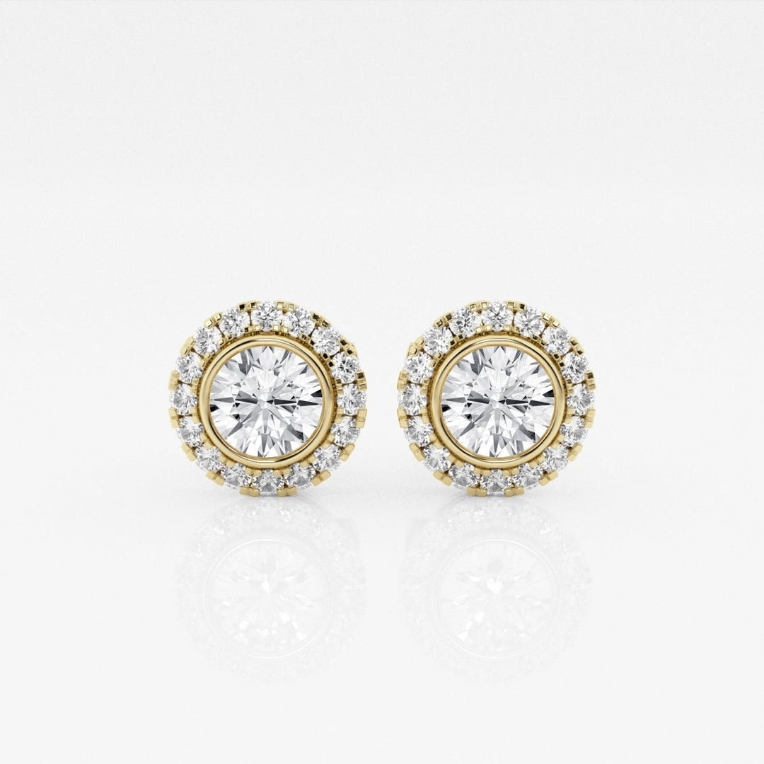 Round Cut FG - VS2 Lab - Grown Diamond Halo Set Stud Earrings - Doozy Diamonds