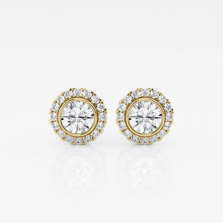 Round Cut FG - VS2 Lab - Grown Diamond Halo Set Stud Earrings - Doozy Diamonds