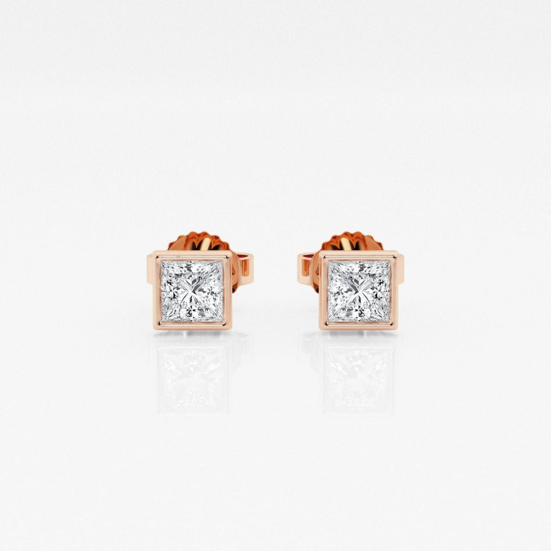 Princess FG - VS2 Lab - Grown Diamond Bezel Set Stud Earrings - Doozy Diamonds
