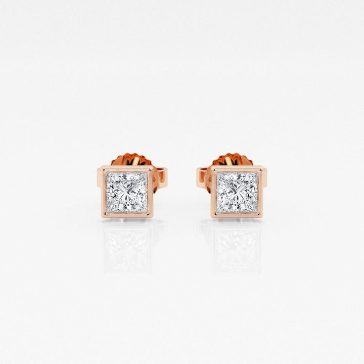 Princess FG - VS2 Lab - Grown Diamond Bezel Set Stud Earrings - Doozy Diamonds