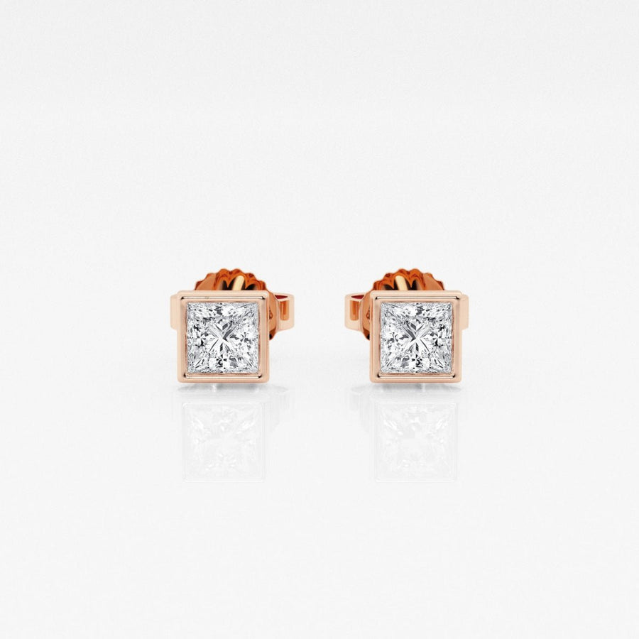 Princess FG - VS2 Lab - Grown Diamond Bezel Set Stud Earrings - Doozy Diamonds