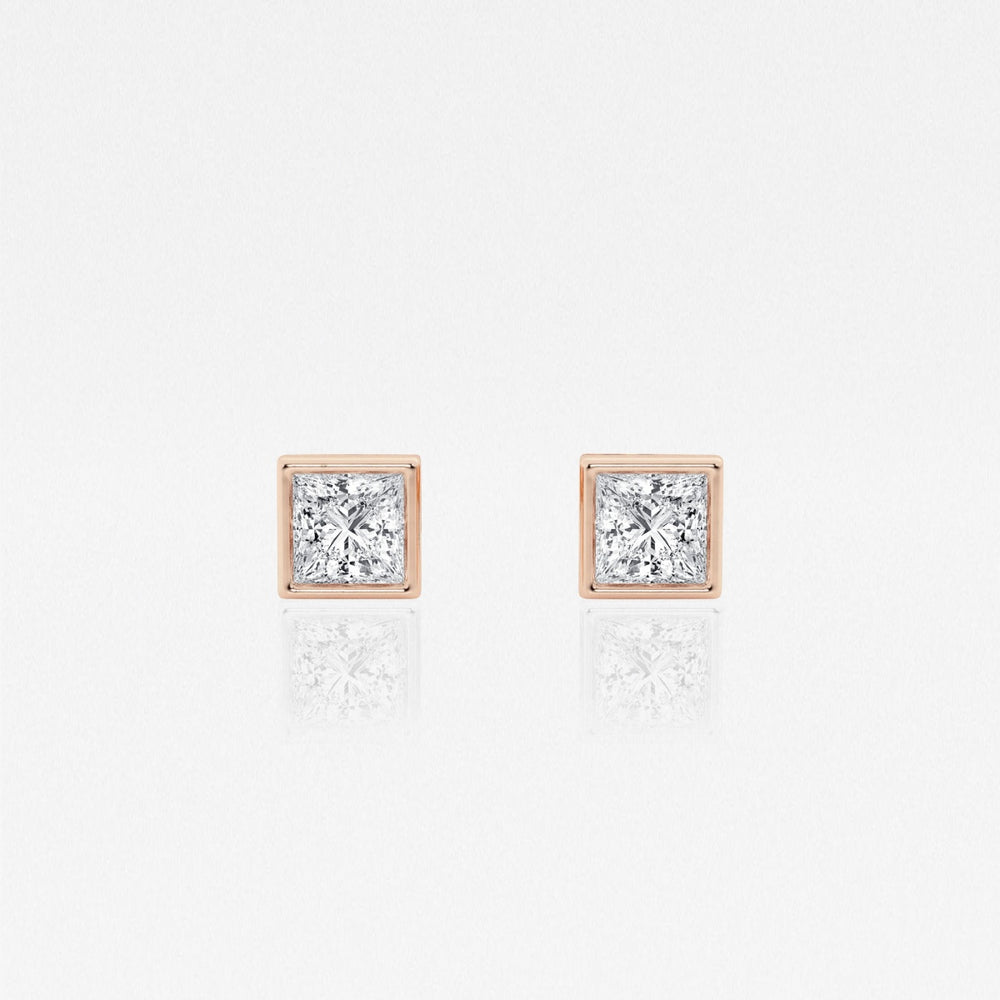 Princess FG - VS2 Lab - Grown Diamond Bezel Set Stud Earrings - Doozy Diamonds