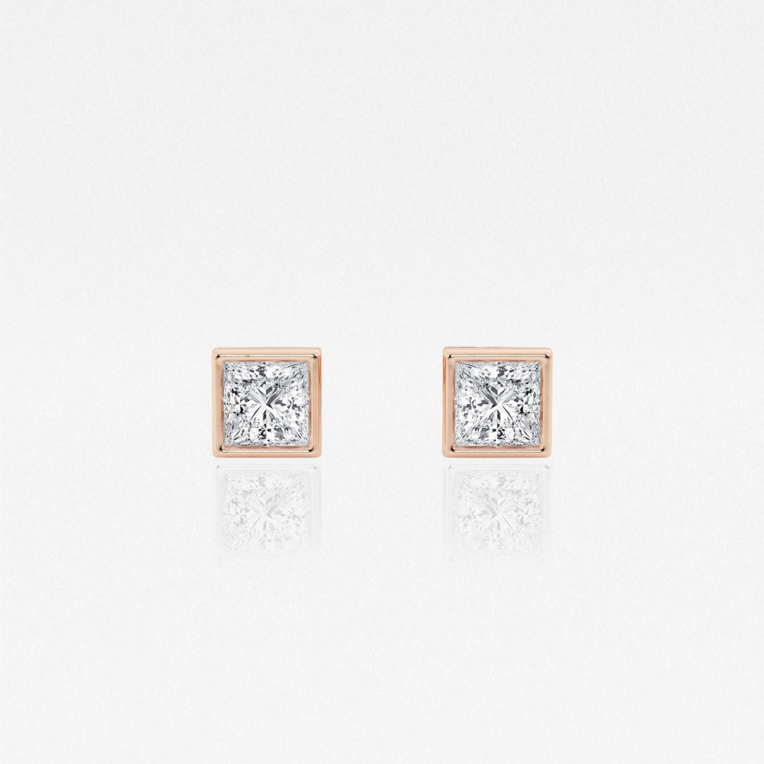 Princess FG - VS2 Lab - Grown Diamond Bezel Set Stud Earrings - Doozy Diamonds