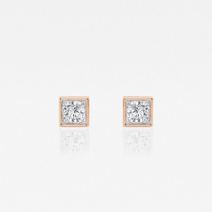 Princess FG - VS2 Lab - Grown Diamond Bezel Set Stud Earrings - Doozy Diamonds