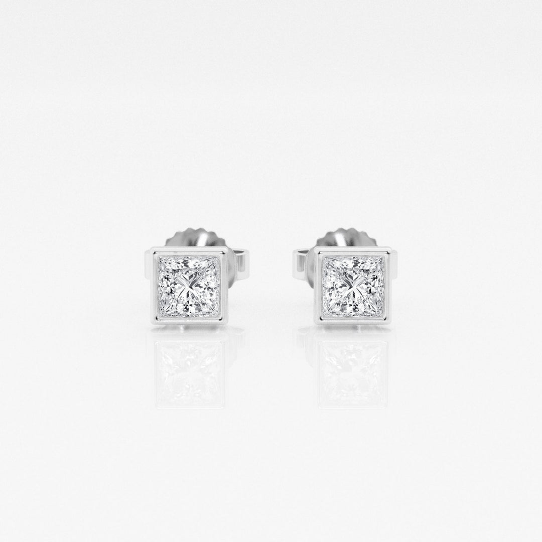 Princess FG - VS2 Lab - Grown Diamond Bezel Set Stud Earrings - Doozy Diamonds