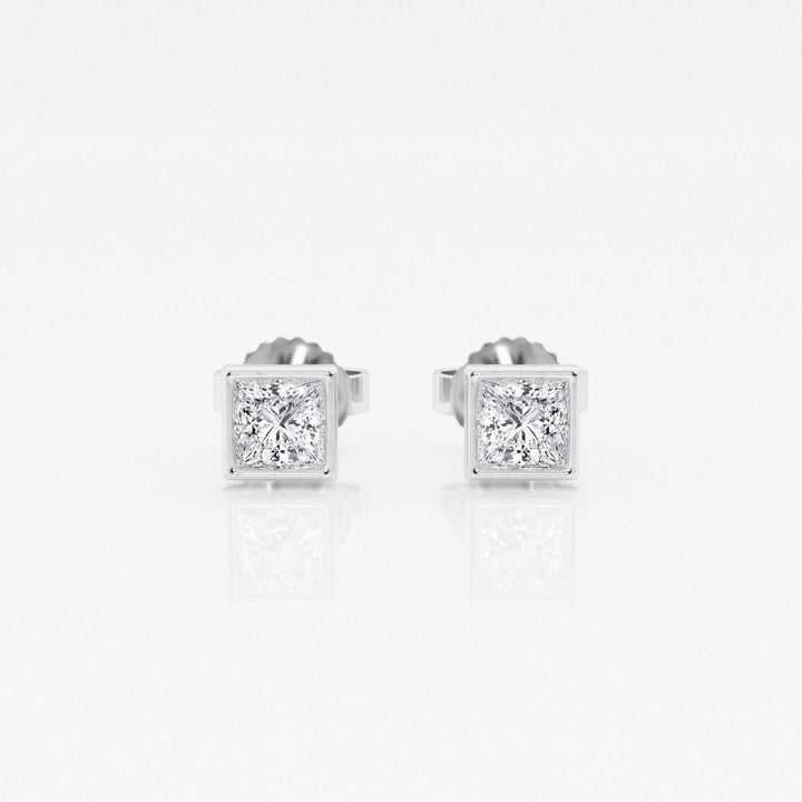 Princess FG - VS2 Lab - Grown Diamond Bezel Set Stud Earrings - Doozy Diamonds
